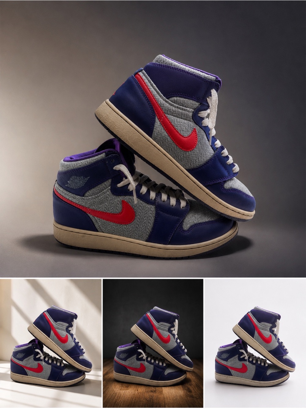 Nike Purple and White High-Top Sneakers with Red Accent size 7Y boys/girls